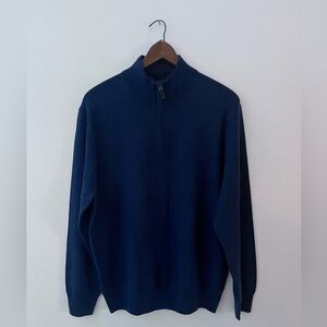 Jos A Bank Quarter Zip 100% Merino Wool Signature Sweater Blue Men's L